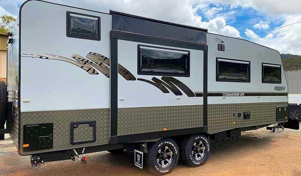Off-road caravan on the yard