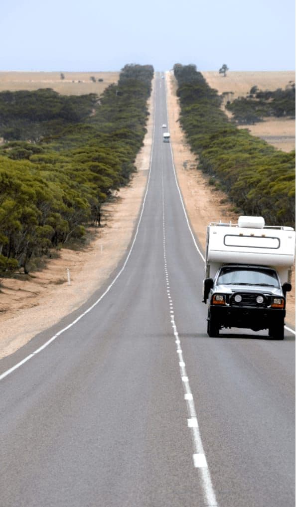 Off-road caravan on the highway