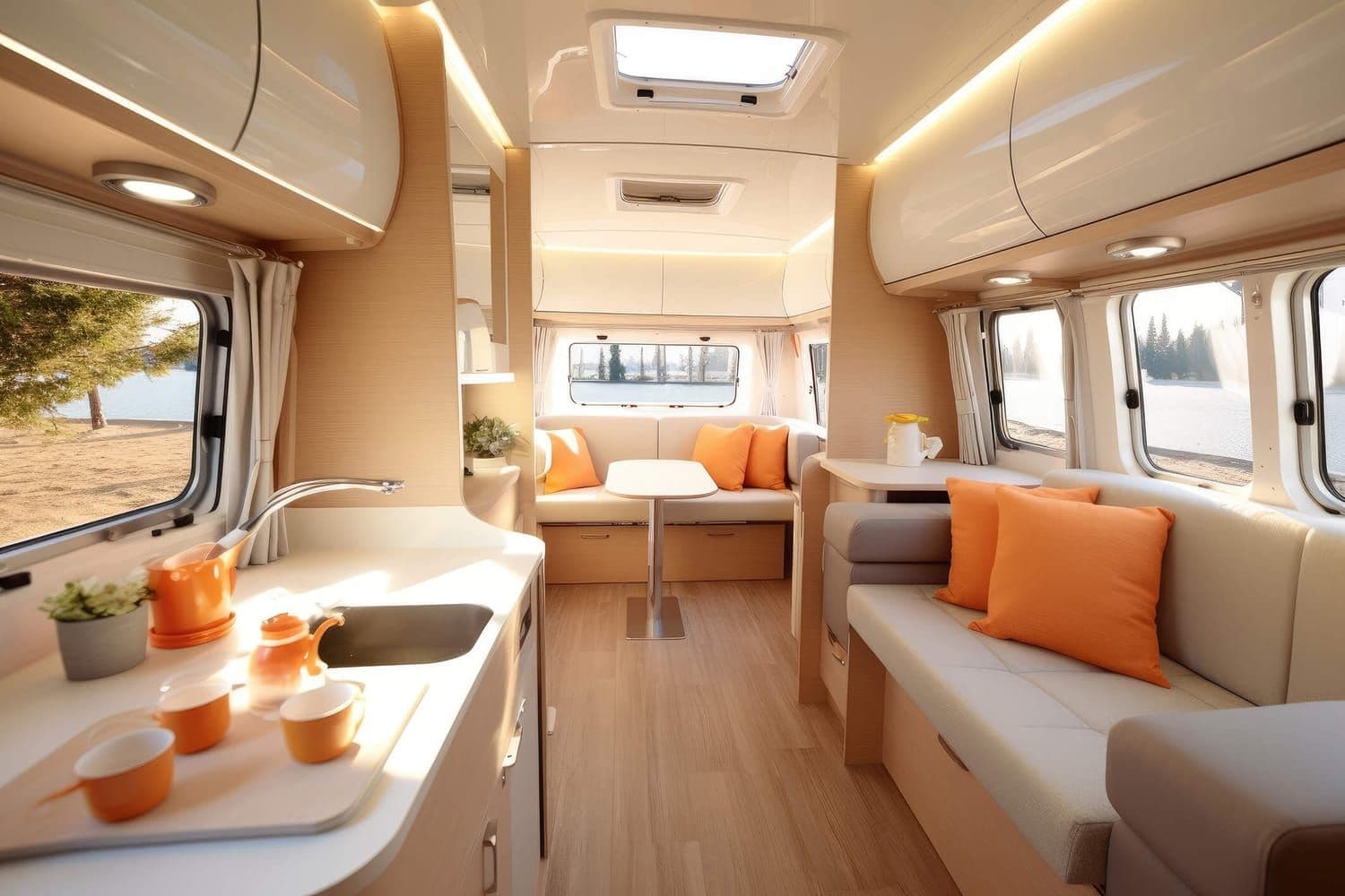 Caravan kitchen and bench